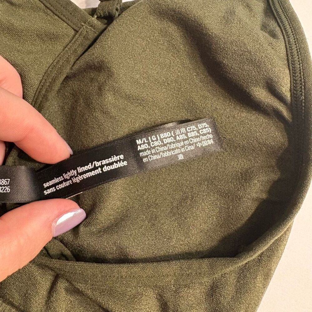 Victoria’s Secret Pink Olive Green Seamless Workout Tights and Sports Bra M/L - Picture 11 of 12